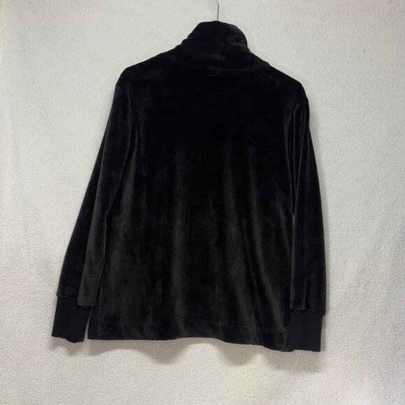 Te Verde Velour Cowl Neck Top Small Black Soft Stretch Cozy - Picture 3 of 8